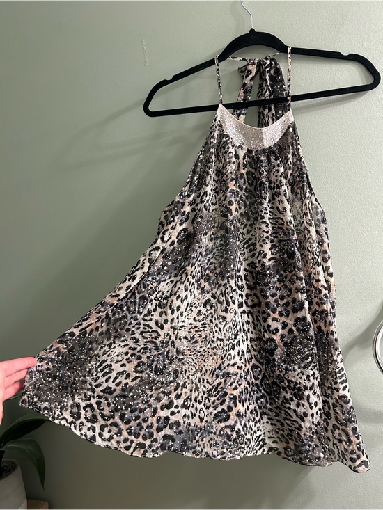 Victoria's Secret Other - NWOT Victoria’s Secret Y2K animal print bedazzled tie back lingerie slip